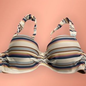 Shade & Shore Striped Bright Colored Bikini Top (36B) NWT